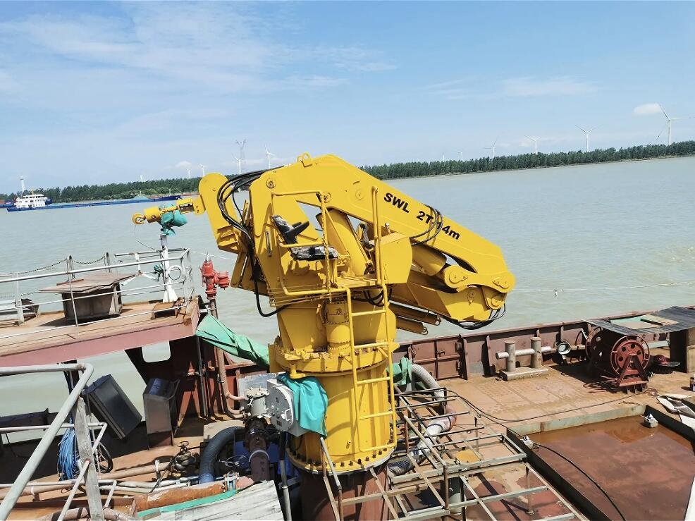 2T-14M Marine Hydraulic Knuckle Telescopic Boom Crane